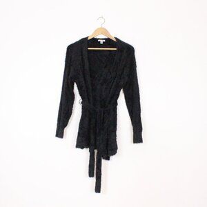 Amuse Society Black Faux Fur Cardigan with Belt